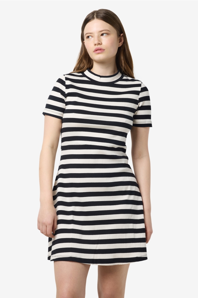 NMELINOR S/S SKATER DRESS JRS NOOS 27033179 BLACK STRIPES